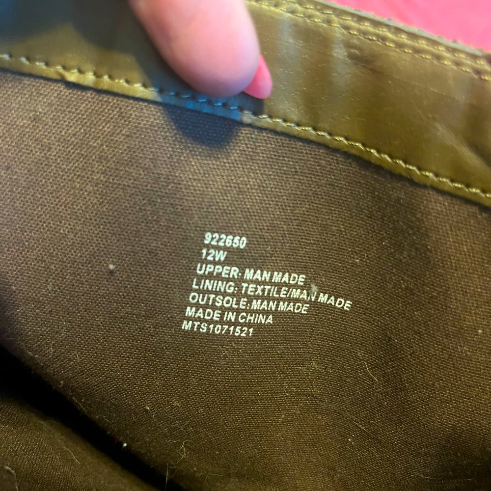 dark tan/brown, size 12w, worn maybe twiafter i lost weight